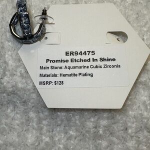 Aquamarine Cubic Zirconia Earrings with Hematite Plating